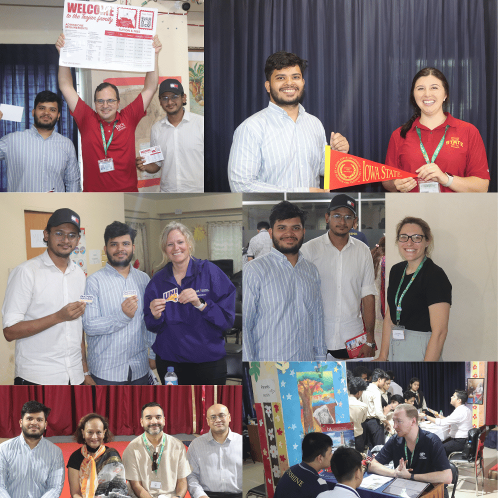 Abdullah Md Raihan Chy welcomes Iowa State University, UT Arlington, and NJIT representatives to Sunshine Grammar School